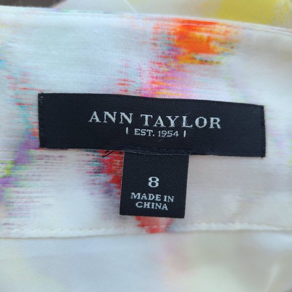 Ann Taylor Petite mini Skirt Colorful Tie-Dye cotton/silk Sideways Pleats sz 8 - Picture 7 of 7